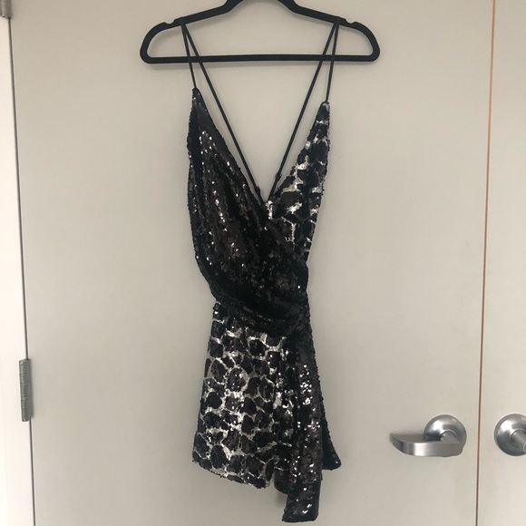 NBD Black and Silver Glam Mini Dress - Picture 2 of 3